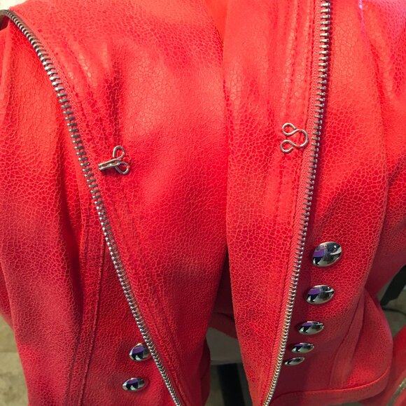 Lena Gabrielle Faux Leather Coral Moto Jacket - Picture 8 of 8